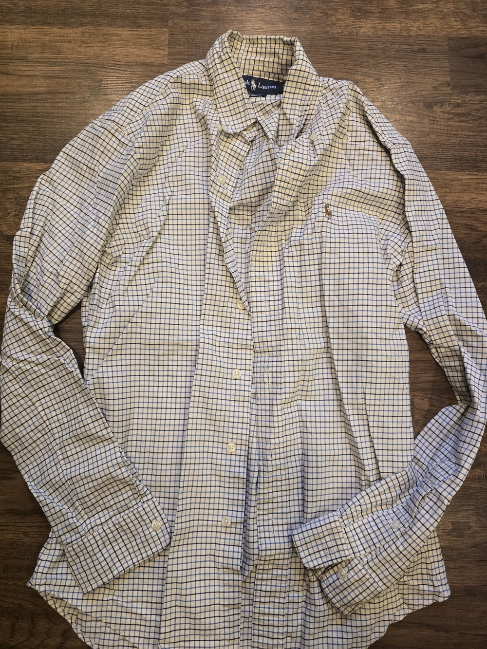 Ralph Lauren Men's Beige/Blue Check Button-Up Shirt Jacket